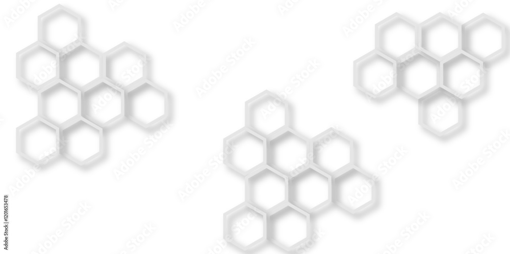 Poster abstract 3d silver hexagon line pattern texture honeycomb geometric concept movement illustration re