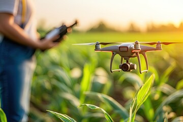 Innovative agricultural field utilizing IoT sensors for crop monitoring, highlighting sustainable technology