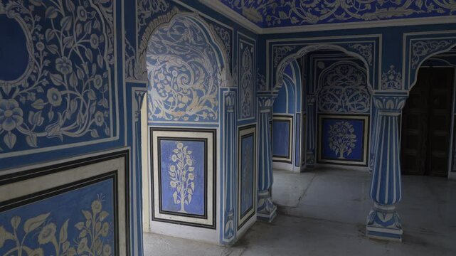Sukh Niwas blue room in the city palace, Rajasthan, Jaipur, India