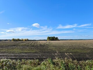 View of fields, rural landscape. Rural landscapes. traveling by car and side view from the window.