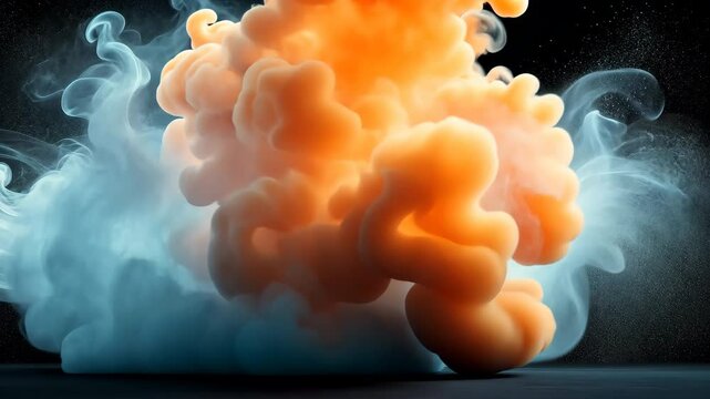 A high resolution image capturing the realistic 3D rendering of a dynamic explosion smoke shock wave and divergent waves isolated on a pitch black background