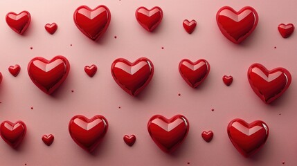 Red Hearts Pattern on Pink Background: A Romantic and Festive Design