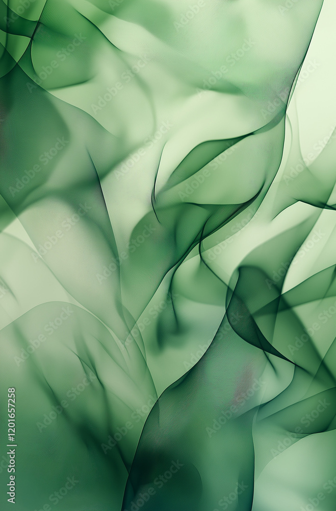Poster elegant green abstract background with soft blurred shapes and smooth curves, high-resolution digita