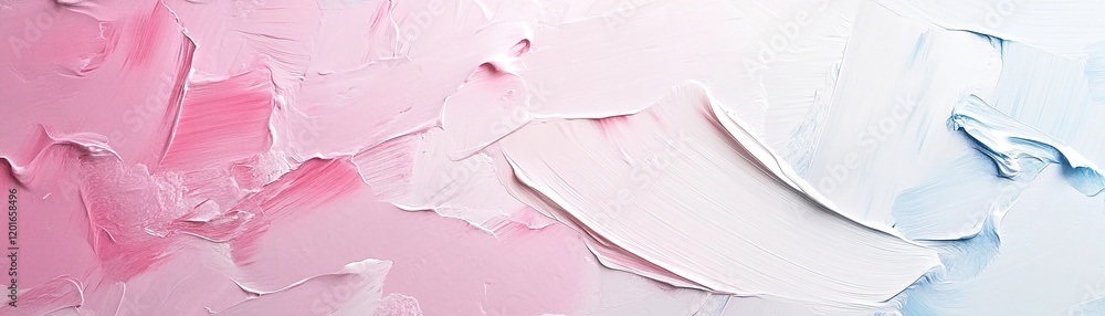 Poster soft pastel pinks, whites, and creams combine in a layered design, creating depth and dimension, ide