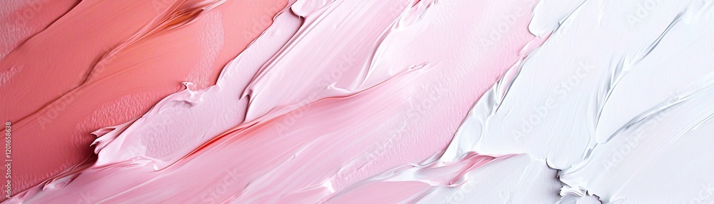 Poster soft pastel pinks, whites, and creams create a layered visual experience with depth and dimension. p