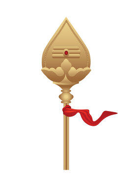 Lord Murugan golden vel on white isolated vector