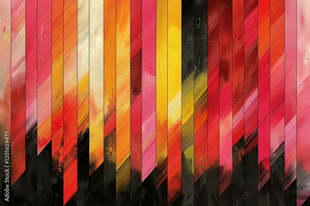 Poster vibrant diagonal lines on black background creating a futuristic and modern atmosphere