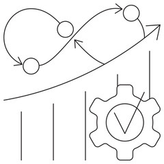 Model Testing icon. Simple outline monochrome black vector pictogram with thin lines on a transparent background. Line thickness is editable