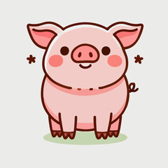 Fototapeta premium cartoon illustration of cute pig