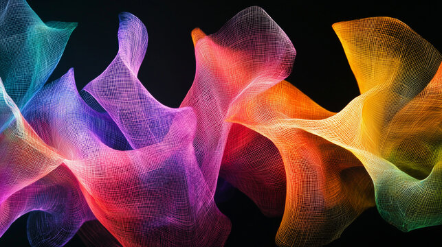 Abstract background of colorful parabolas
