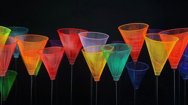 Abstract background of colorful parabolas