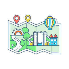 Obraz premium theme park map icon, theme park map vector illustration-simple illustration of theme park map, perfect for theme park map logos and themed design 
