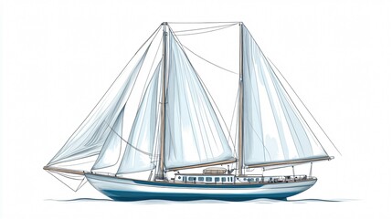 Illustration of Sailing Boat Transport for Vacation Travel