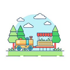train ride through park icon, train ride through park vector illustration-simple illustration of train ride through park, perfect for train ride through park logos and themed design 