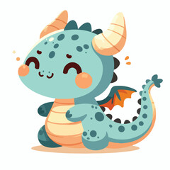 Adorable Teal Dragon illustration of a friendly fantasy creature