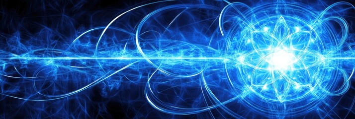 Blue energy flow, abstract background, science concept