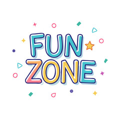 fun zone text with confetti icon, fun zone text with confetti vector illustration-simple illustration of fun zone text with confetti, perfect for fun zone text with confetti logos and themed design 