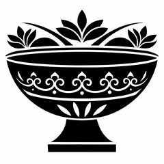 Elegant Decorative Bowl Silhouette on White Backgroun