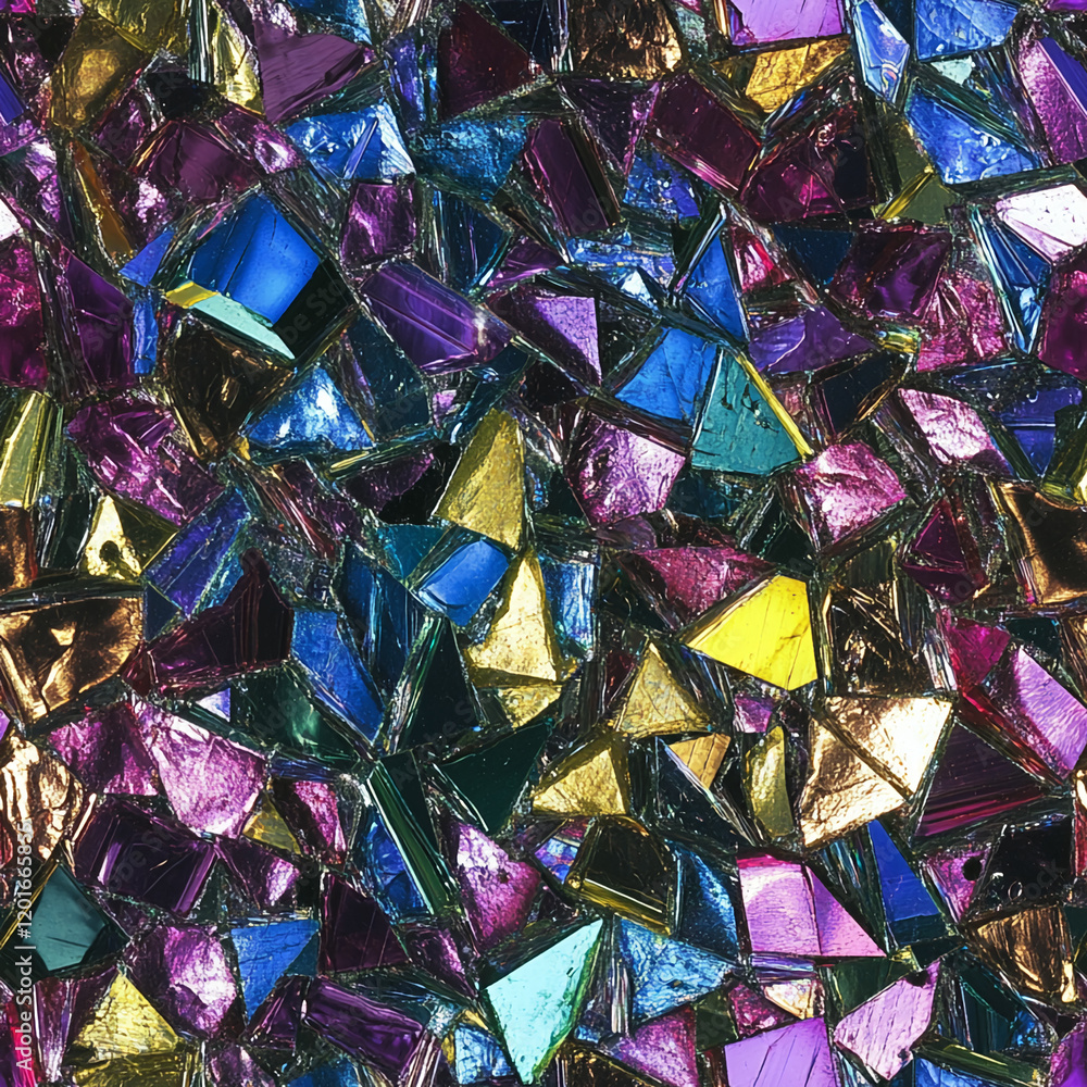 Poster Colorful Geometric Mosaic Texture with Shiny Triangular Pattern
