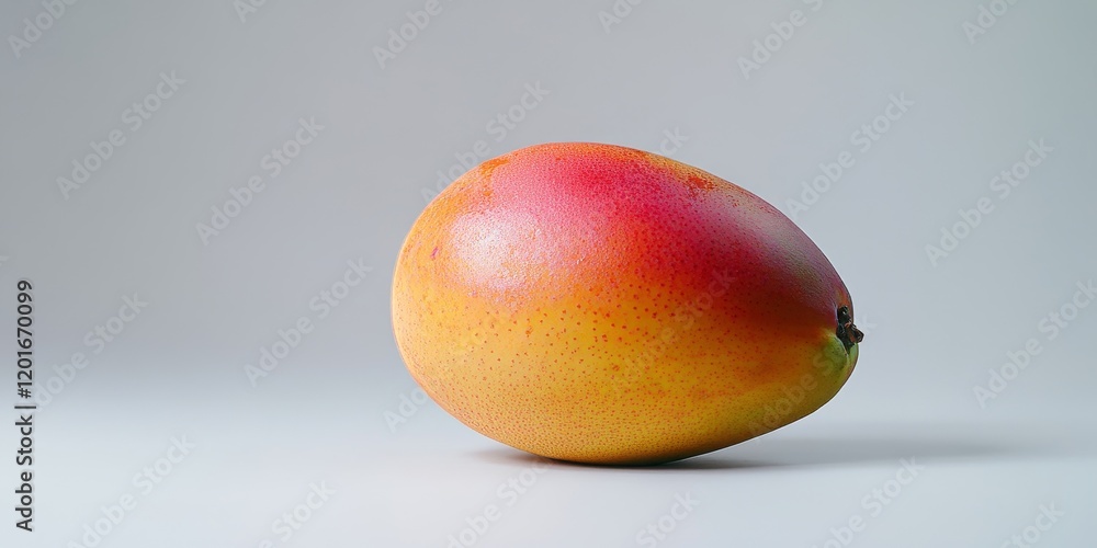 Poster isolated mango fruit displayed on a white background, showcasing the vibrant color and texture of th