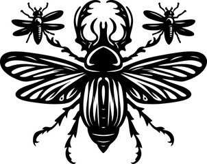 vector illustration design image icon logo symbol animal silhouette winged beetle insect.eps