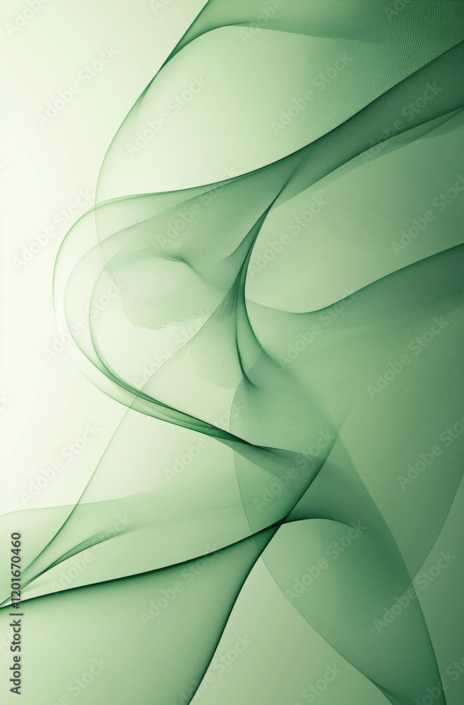 Poster elegant green abstract background with soft blurred shapes and smooth curves, high-resolution digita
