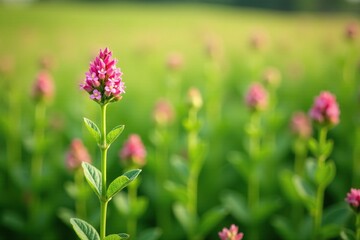 Obraz premium Lentil plant in a field with small pink flowers, , nature, foliage