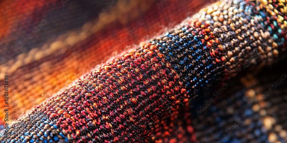 Aufkleber Textile texture in macro view showcases intricate patterns and details. This macro textile texture highlights the unique characteristics and visual appeal of fabric design.