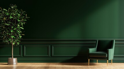 Elegant Classic Green Armchair in Cozy Living Room with Stylish Decorative Elements