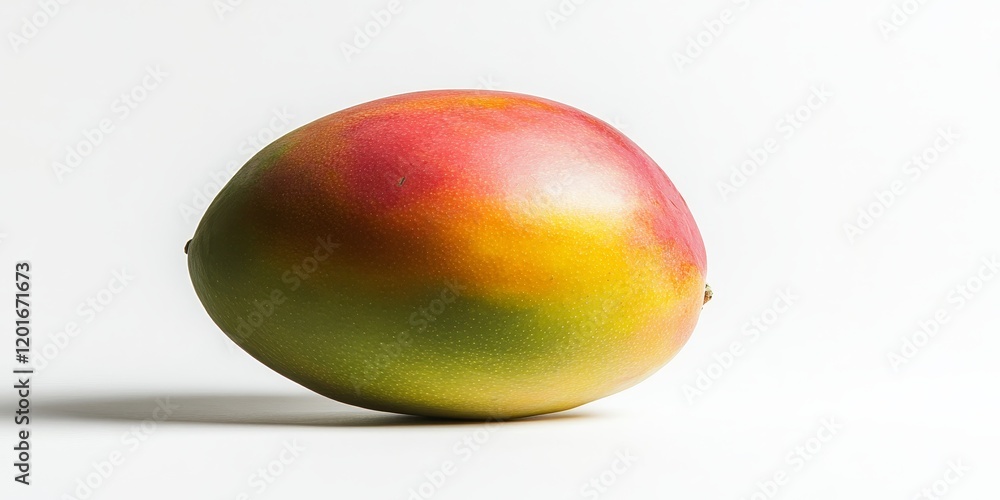 Poster isolated ripe mango rests on a white background, showcasing its vibrant color and unique texture. th