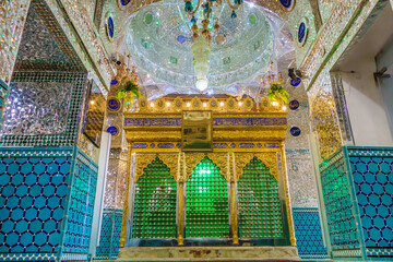 Central part of the Imamzadeh of Sultan Amir Ahmad in Kashan, Iran. Foreground: tomb of Shiite holy...