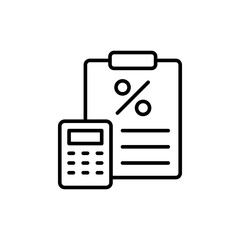 Tax calculation outline icons, minimalist vector illustration ,simple transparent graphic element .Isolated on white background