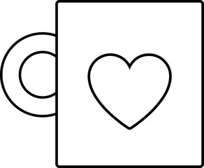 Valentine's Day Mug icon Outline.
Simple Shape Valentine's Day Coffee Cup Coloring Page.
Transparent background.