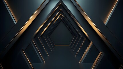 Obraz premium Abstract Dark Corridor With Golden Accents