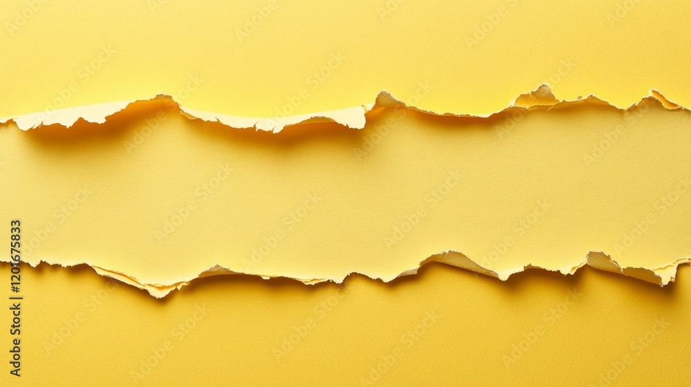 Fototapete Yellow torn paper edge element adds a unique texture to your design. This yellow torn paper edge element creates a striking visual appeal, perfect for creative projects and artwork.