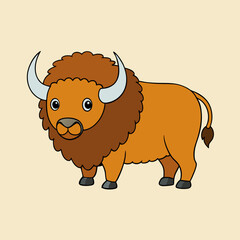vector illustration of a bison