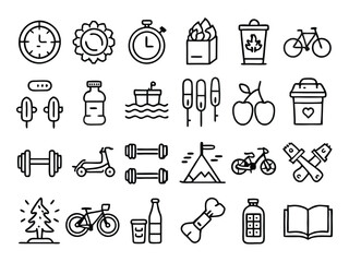 Fototapeta premium Outdoor Exercise Thin Line Icons Editable Stroke 
