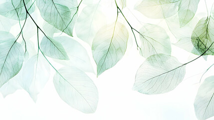 Elegant Sheer Leaf Photography Green Nature Print