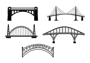 Minimalist Bridge Icons Set | Hand-Drawn Line Art Vector Illustrations