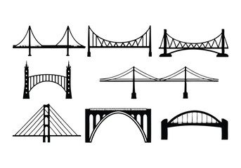 Minimalist Bridge Icons Set | Hand-Drawn Line Art Vector Illustrations