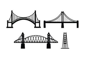Obraz premium Minimalist Bridge Icons Set | Hand-Drawn Line Art Vector Illustrations