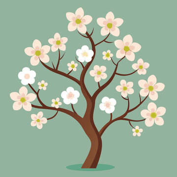 blooming tree with pink and white flowers clip art preview