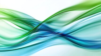 Abstract Green and Blue Swirling Waves: A Digital Art Piece