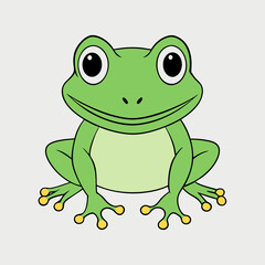 green frog on white background