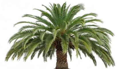 A lush green palm tree with wide, arching fronds, showcasing a tropical vibe and natural beauty.