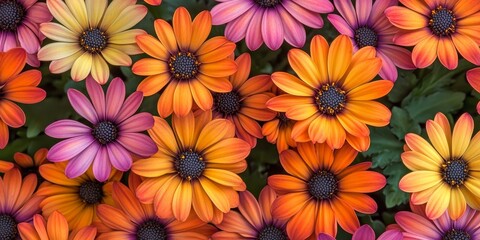 Vibrant African Daisy Fireball flowers showcase their stunning beauty, characterized by the rich colors and unique form of the Arctotis Fireball variety, perfect for adding charm to any garden scene.