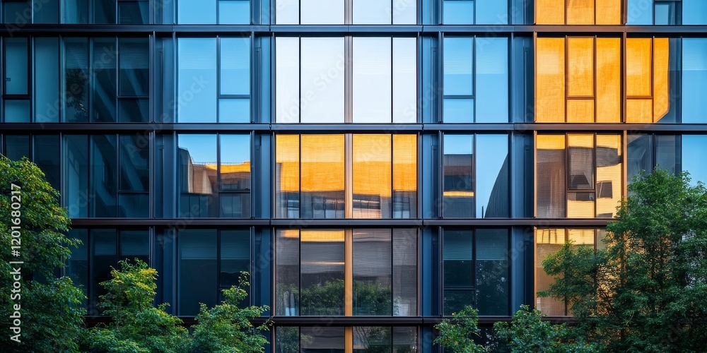 Leinwandbilder reflective mirror windows of a modern building create a stunning backdrop, showcasing the allure of 