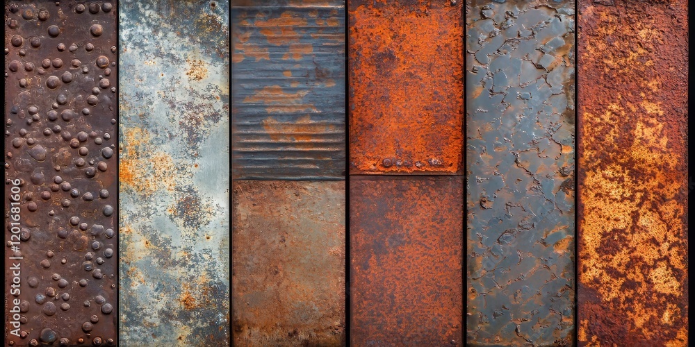 Aufkleber rusted galvanized iron plate showcasing its weathered texture and unique patterns. this rusted galva