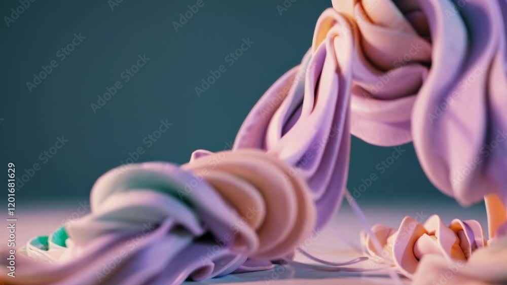 Poster colorful, pastel-toned abstract shapes gracefully morph and transform, creating a visually captivati