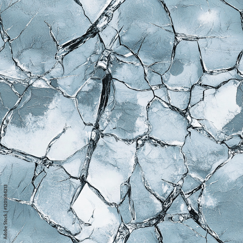 Aufkleber Cracked Ice-Like Frosty Texture with Abstract Pattern